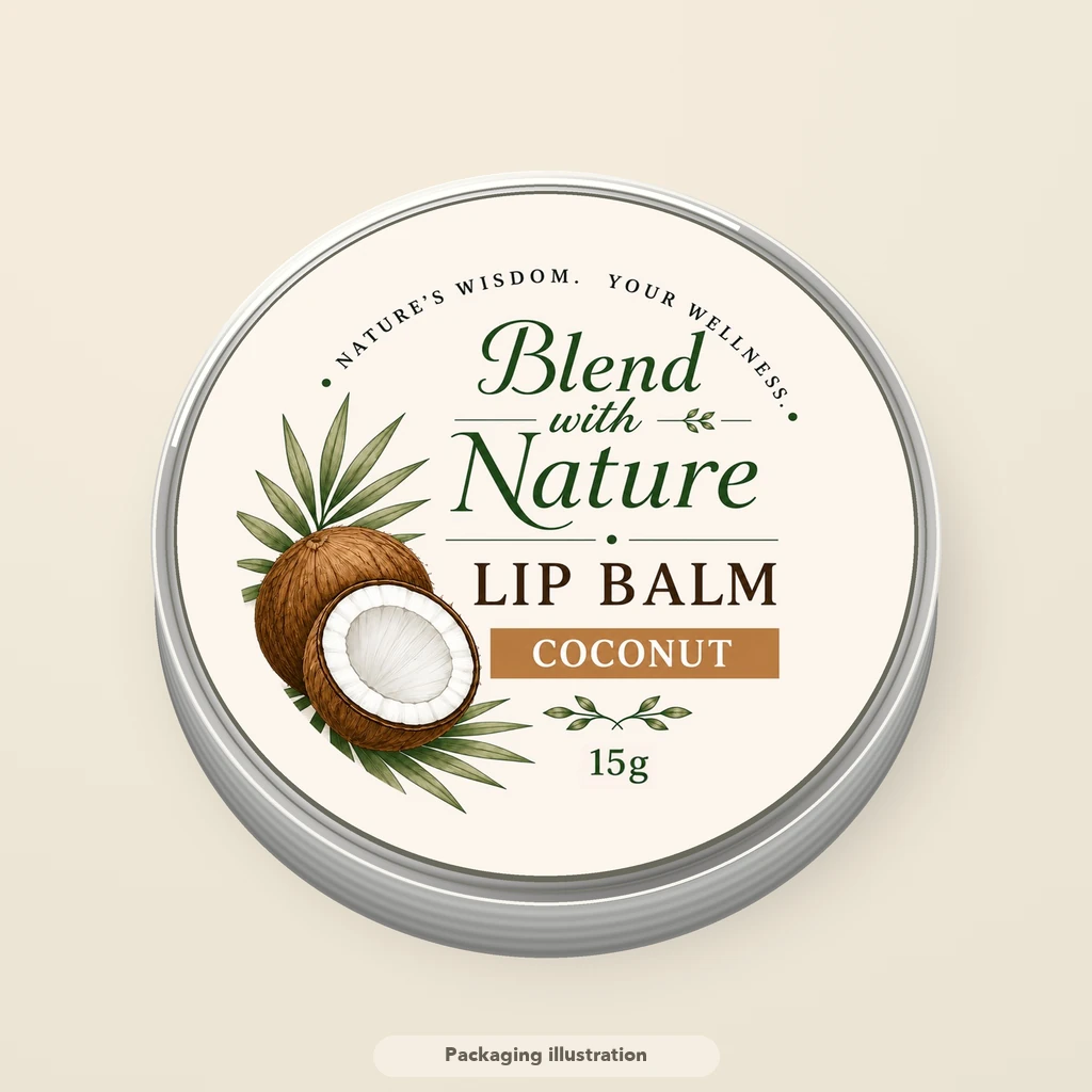 Illustrated Coconut lip balm tin