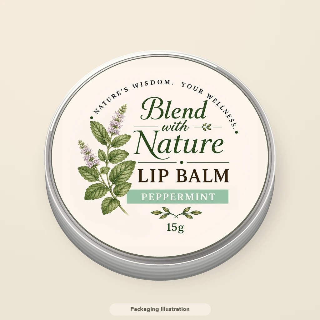 Illustrated Peppermint lip balm tin