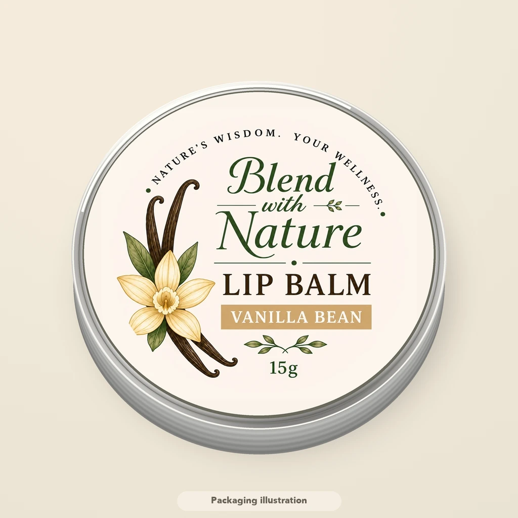 Illustrated Vanilla Bean lip balm tin